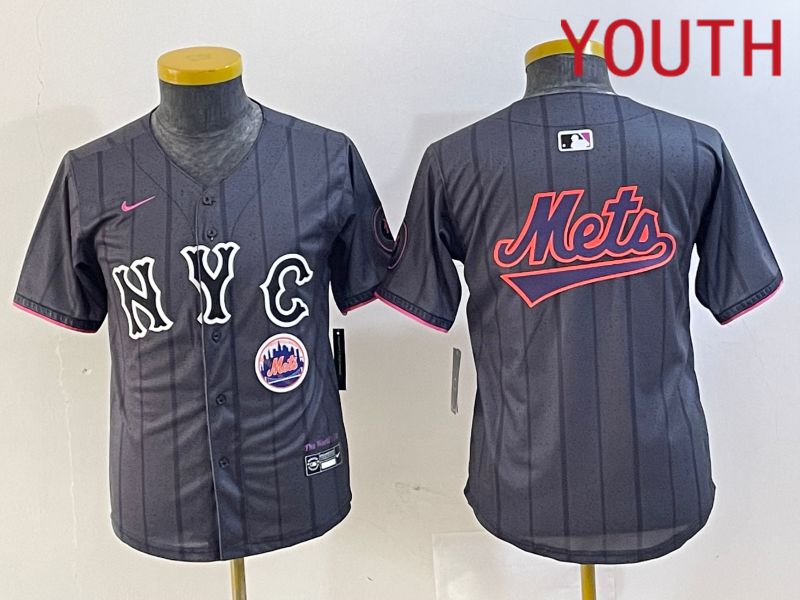 Youth New York Mets Blank Black City Edition 2024 Nike MLB Jersey style 8->youth mlb jersey->Youth Jersey